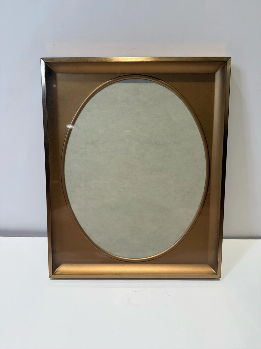 Vintage Thin Brushed Gold Picture Frame Rectangular with Oval Opening